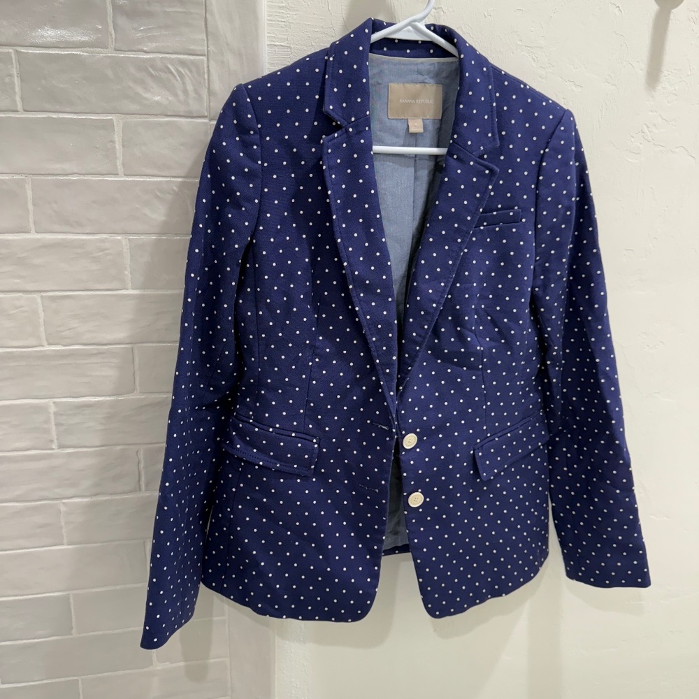 Banana Republic women's navy polka dot blazer size 8